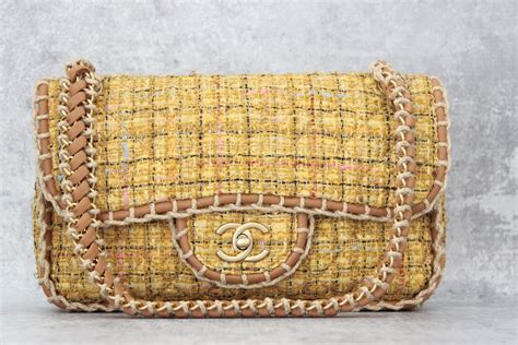 chanel yellow tweed bag|Chanel tweed bag price.